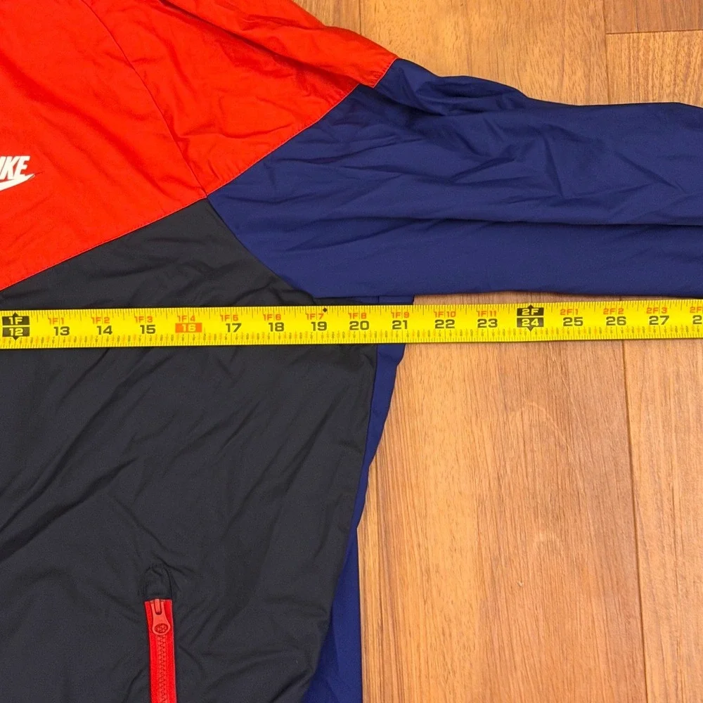 Nike Windbreaker Blue & Red Full ZIp Hooded Jacket Men's Size Large
